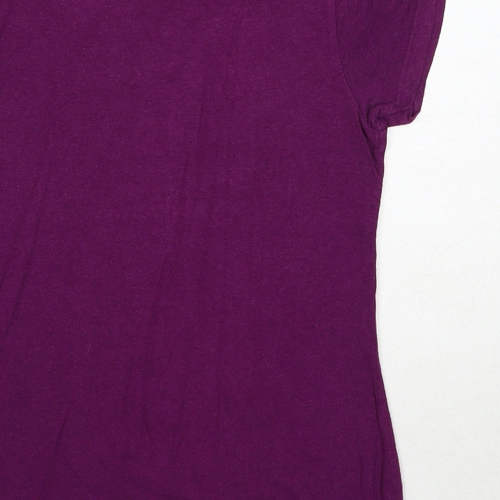Crane Womens Purple Polyester Basic T-Shirt Size S Round Neck
