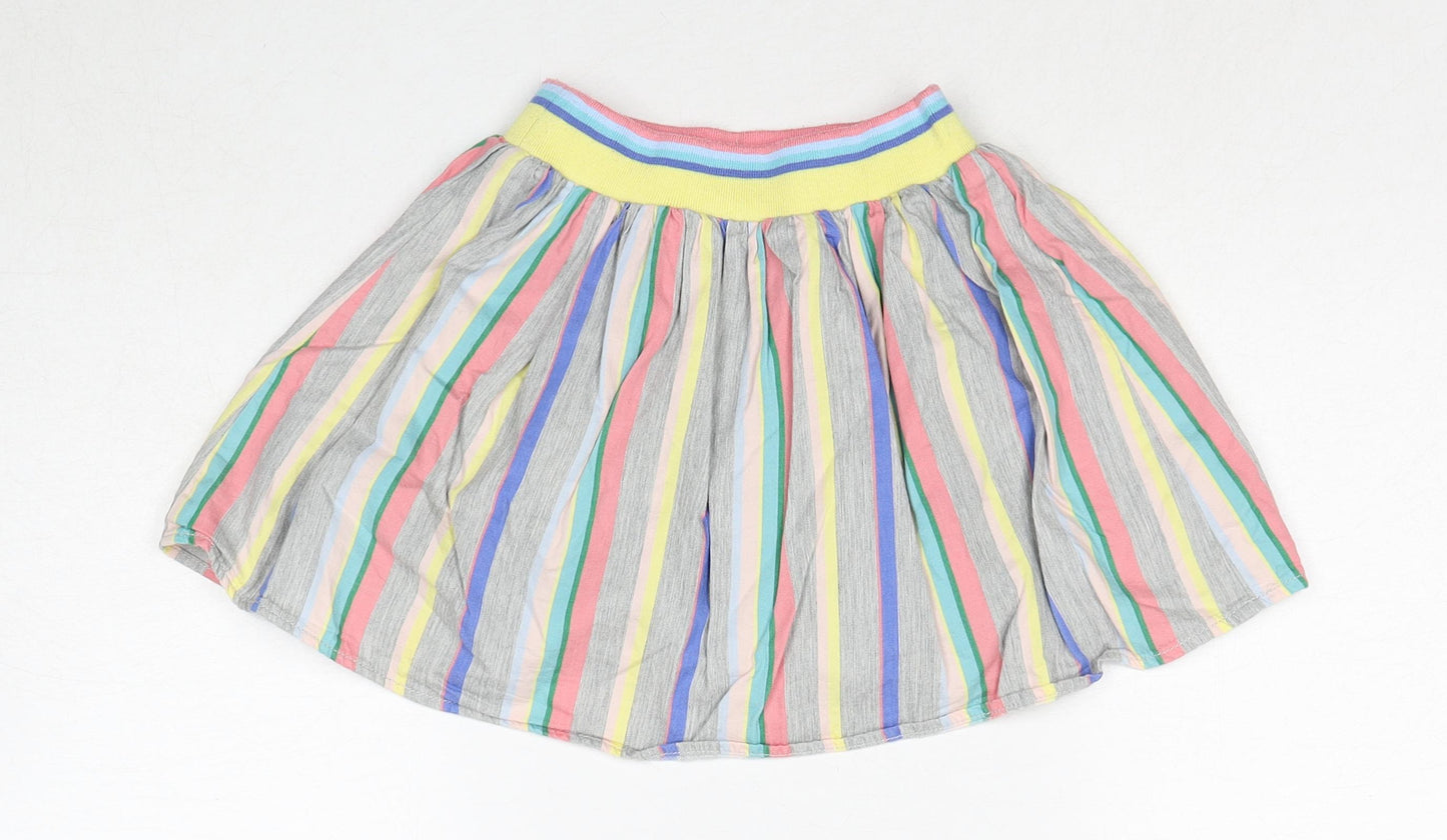 NEXT Girls Multicoloured Striped Cotton Skater Skirt Size 4-5 Years Regular Pull On