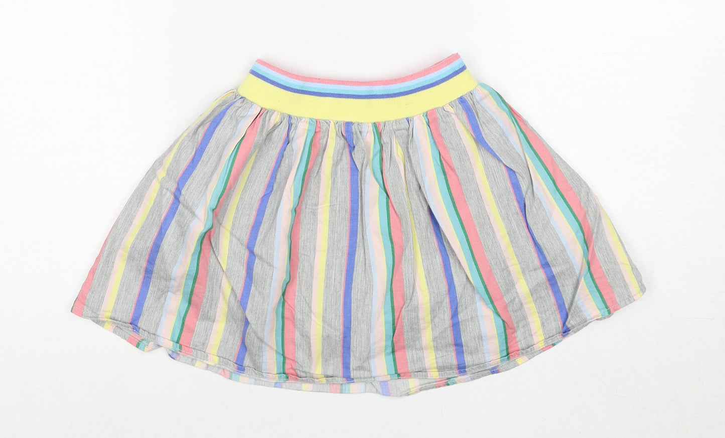NEXT Girls Multicoloured Striped Cotton Skater Skirt Size 4-5 Years Regular Pull On