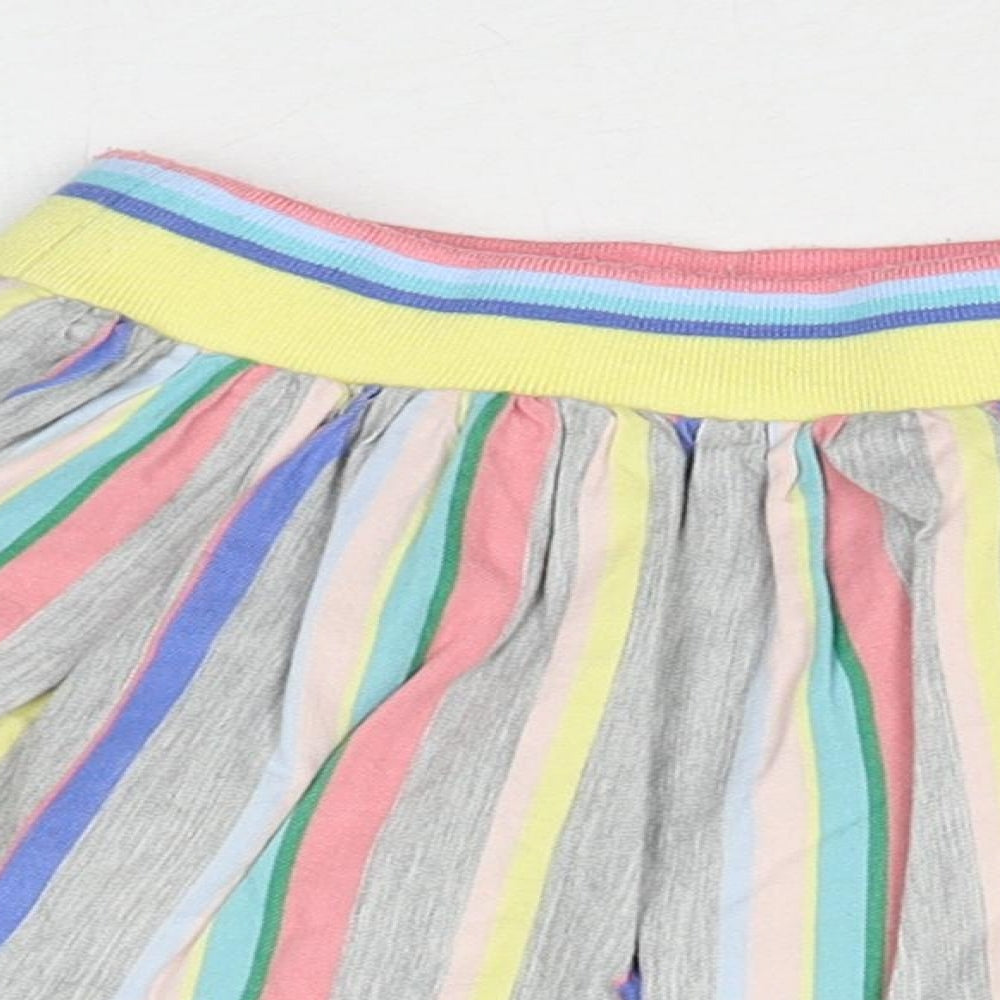 NEXT Girls Multicoloured Striped Cotton Skater Skirt Size 4-5 Years Regular Pull On