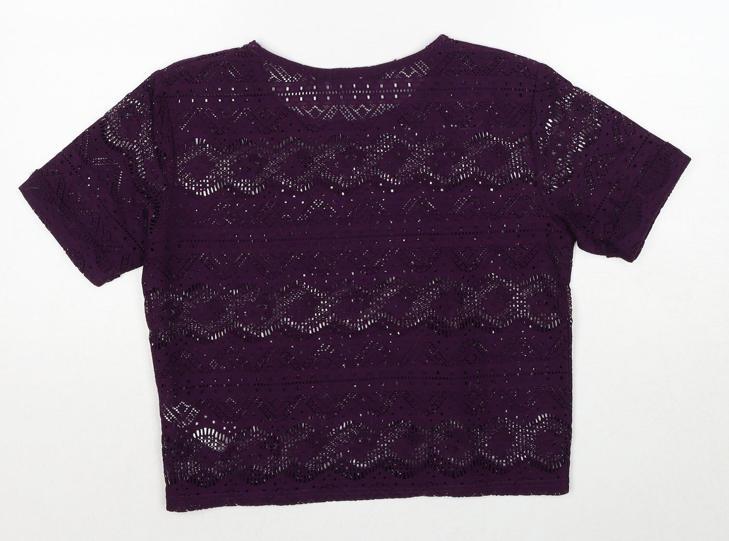 New Look Girls Purple Polyester Pullover Blouse Size 14-15 Years Boat Neck Pullover