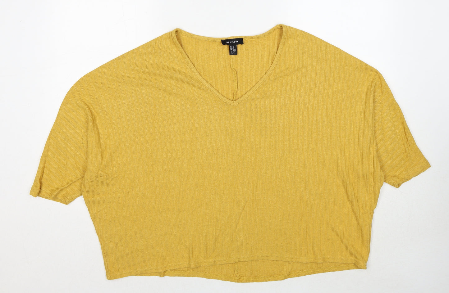 New Look Womens Yellow V-Neck Viscose Pullover Jumper Size M