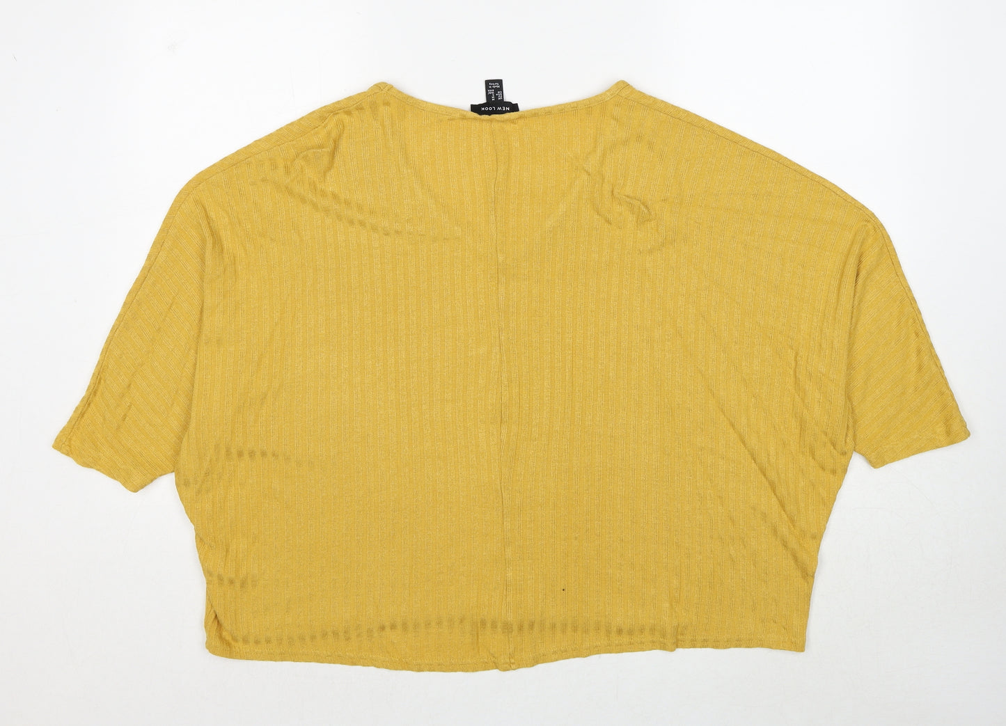 New Look Womens Yellow V-Neck Viscose Pullover Jumper Size M
