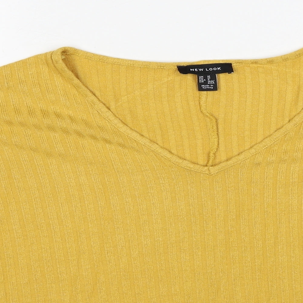 New Look Womens Yellow V-Neck Viscose Pullover Jumper Size M