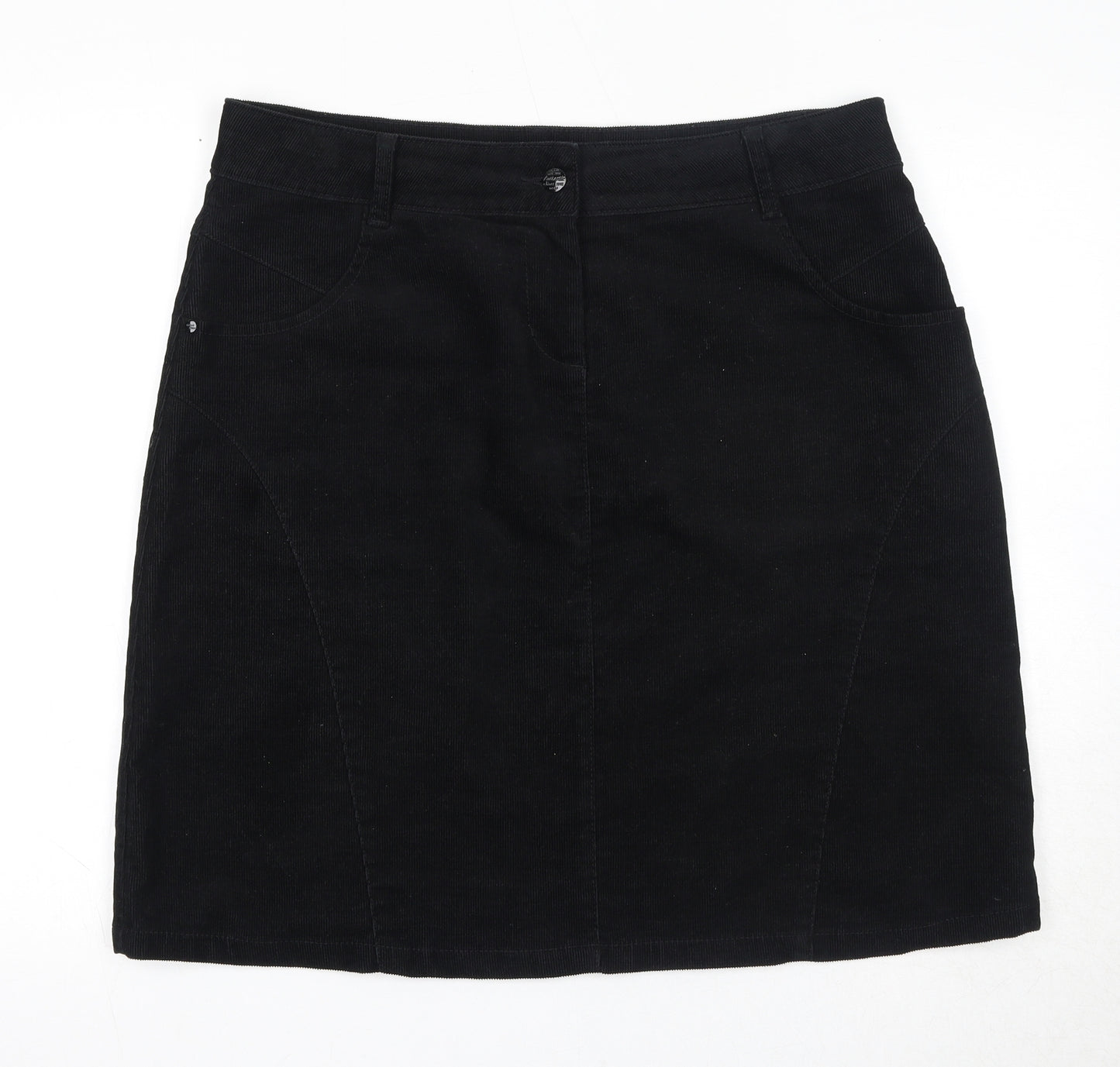 NEXT Womens Black Polyester A-Line Skirt Size 14 Zip
