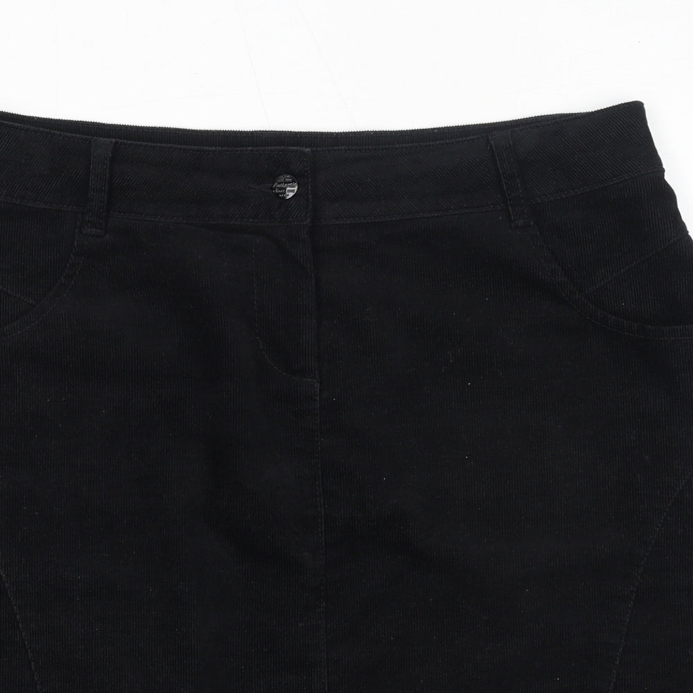 NEXT Womens Black Polyester A-Line Skirt Size 14 Zip