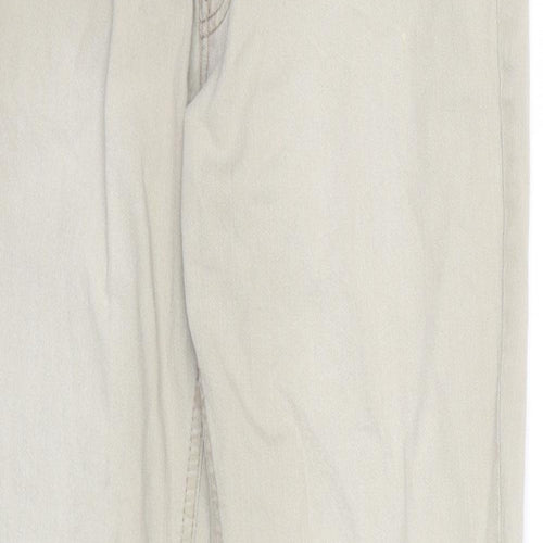 Marks and Spencer Womens Beige Cotton Flared Jeans Size 12 Regular Zip - Embroidered Pockets