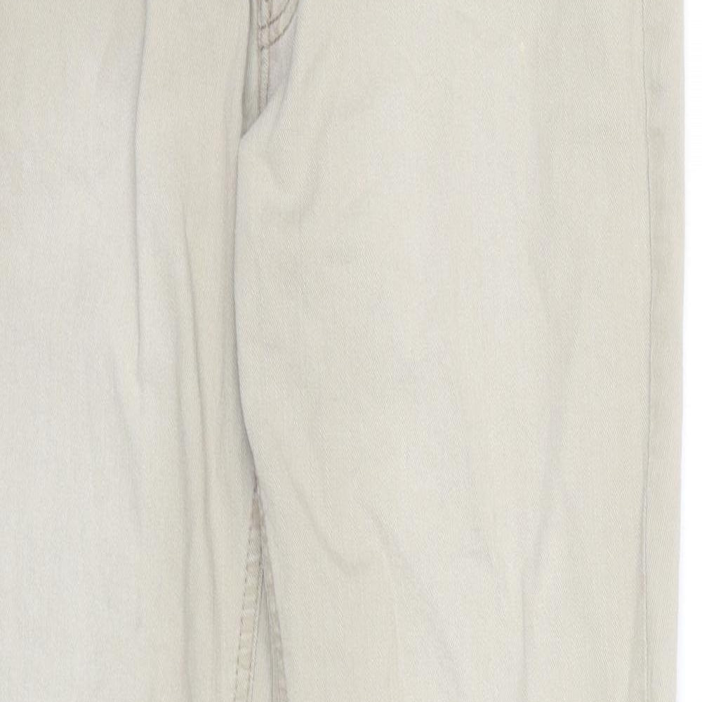 Marks and Spencer Womens Beige Cotton Flared Jeans Size 12 Regular Zip - Embroidered Pockets