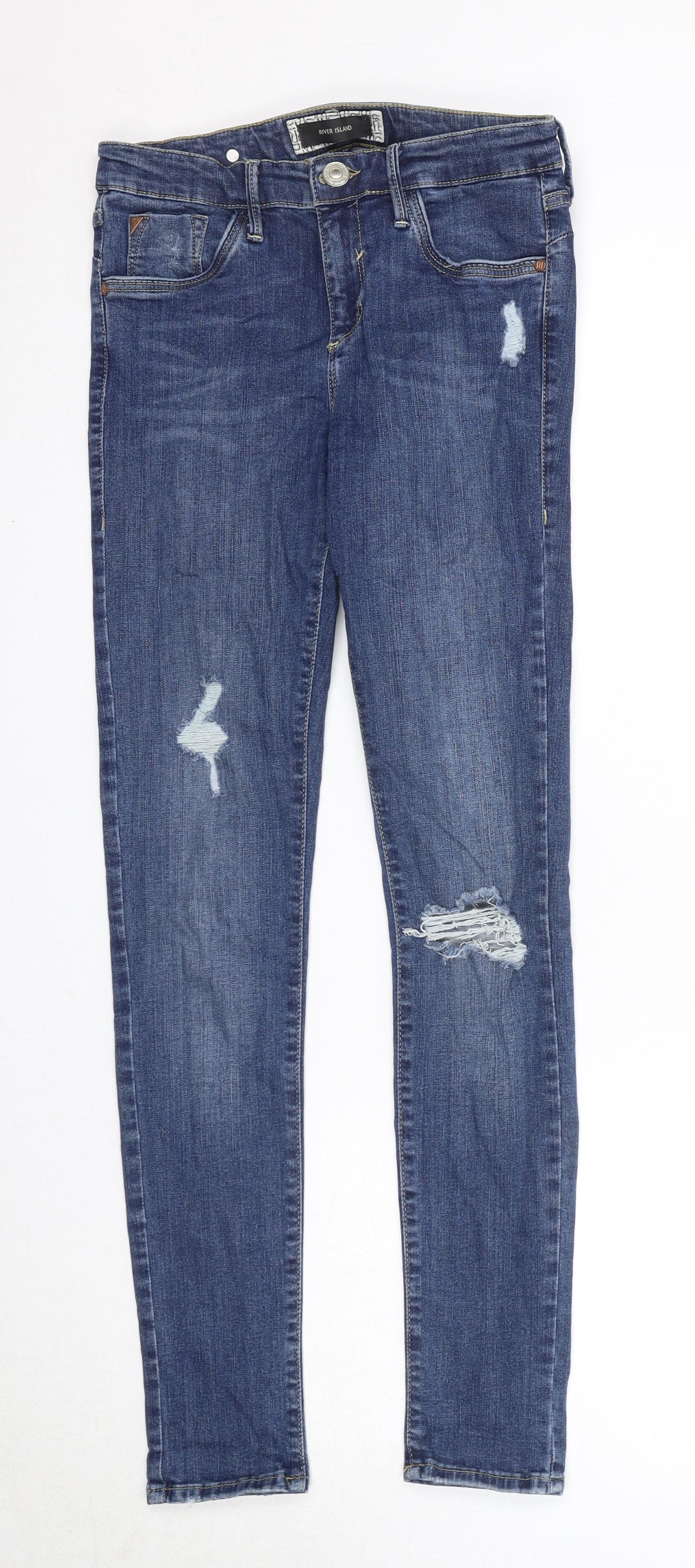 River Island Womens Blue Cotton Skinny Jeans Size 10 Regular Zip