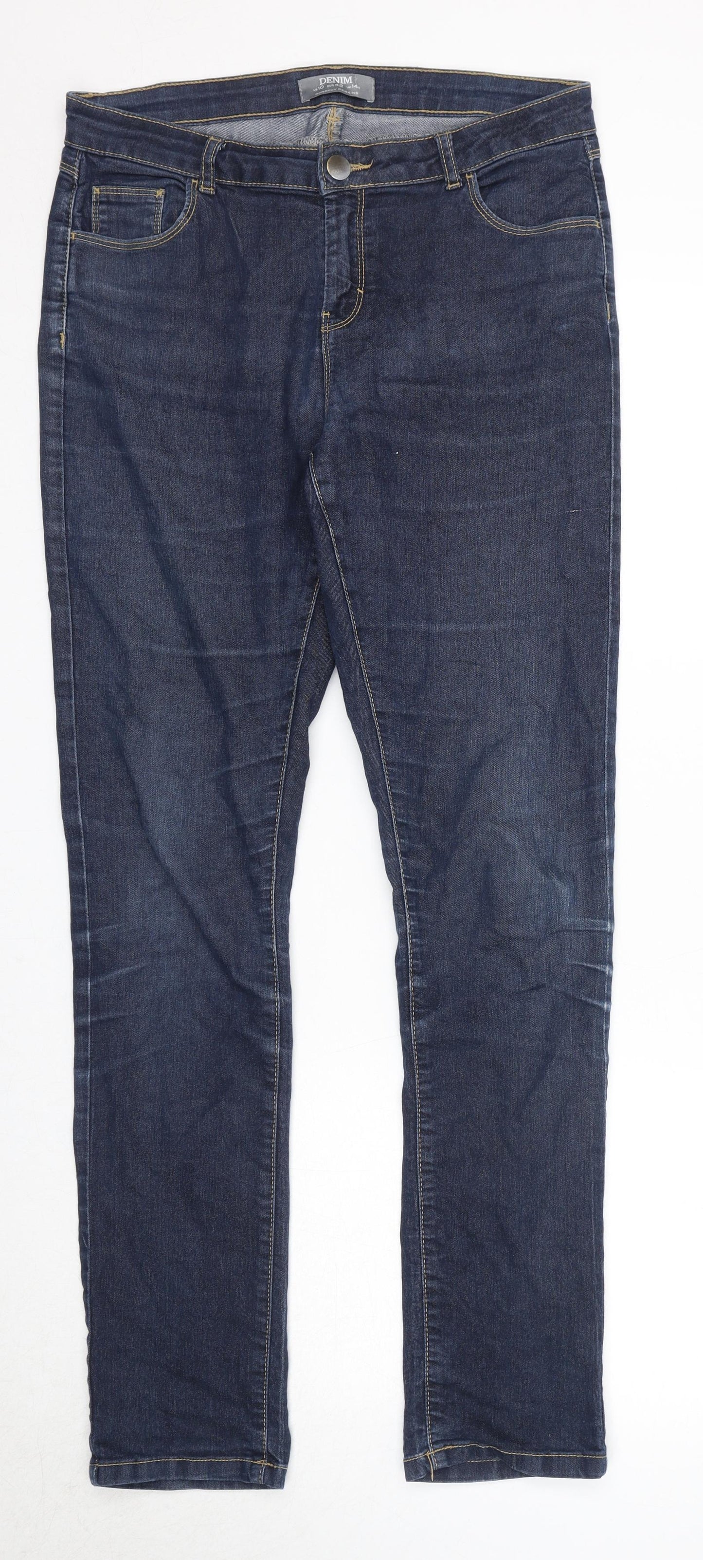 Dorothy Perkins Womens Blue Cotton Skinny Jeans Size 14 Regular Zip