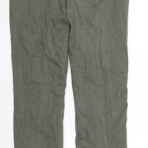 Marks and Spencer Womens Green Cotton Straight Jeans Size 12 Regular Zip