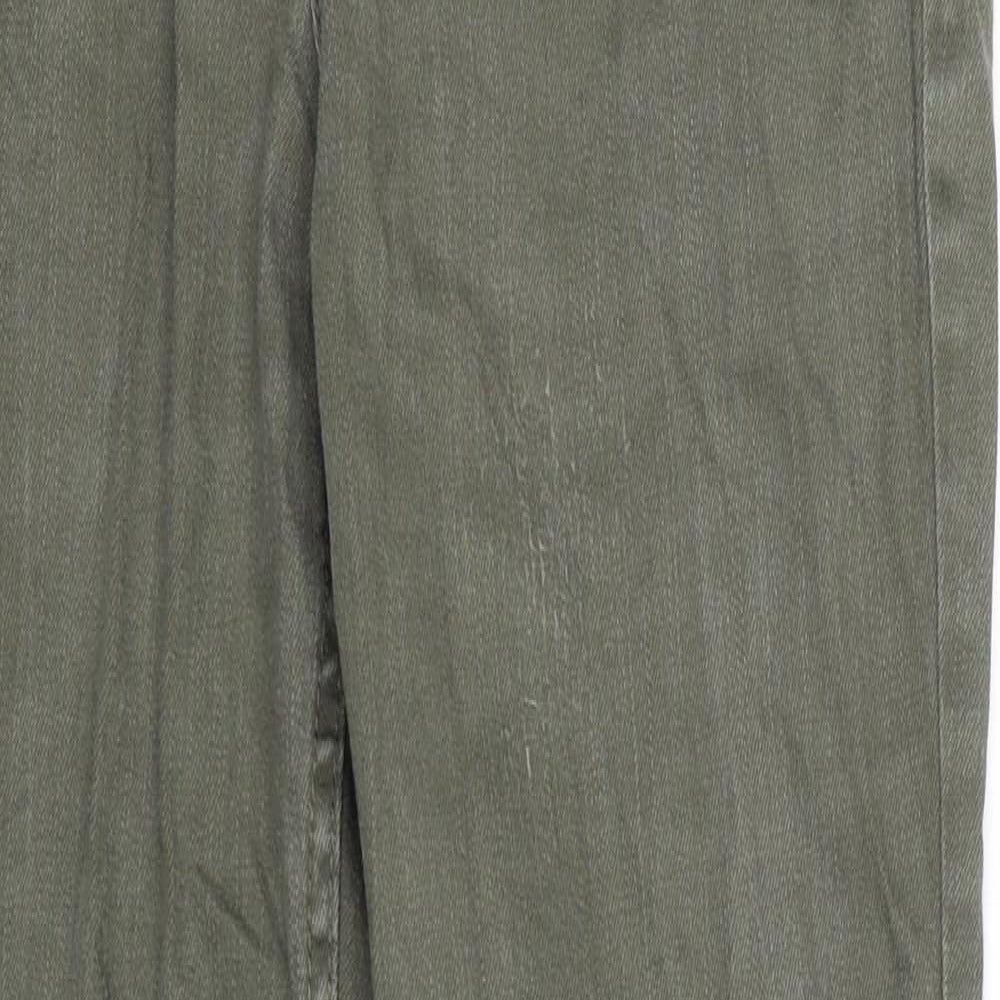 Marks and Spencer Womens Green Cotton Straight Jeans Size 12 Regular Zip
