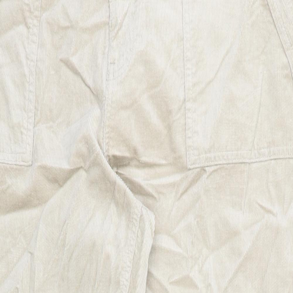 Marks and Spencer Womens Beige Cotton Trousers Size 18 Regular Zip