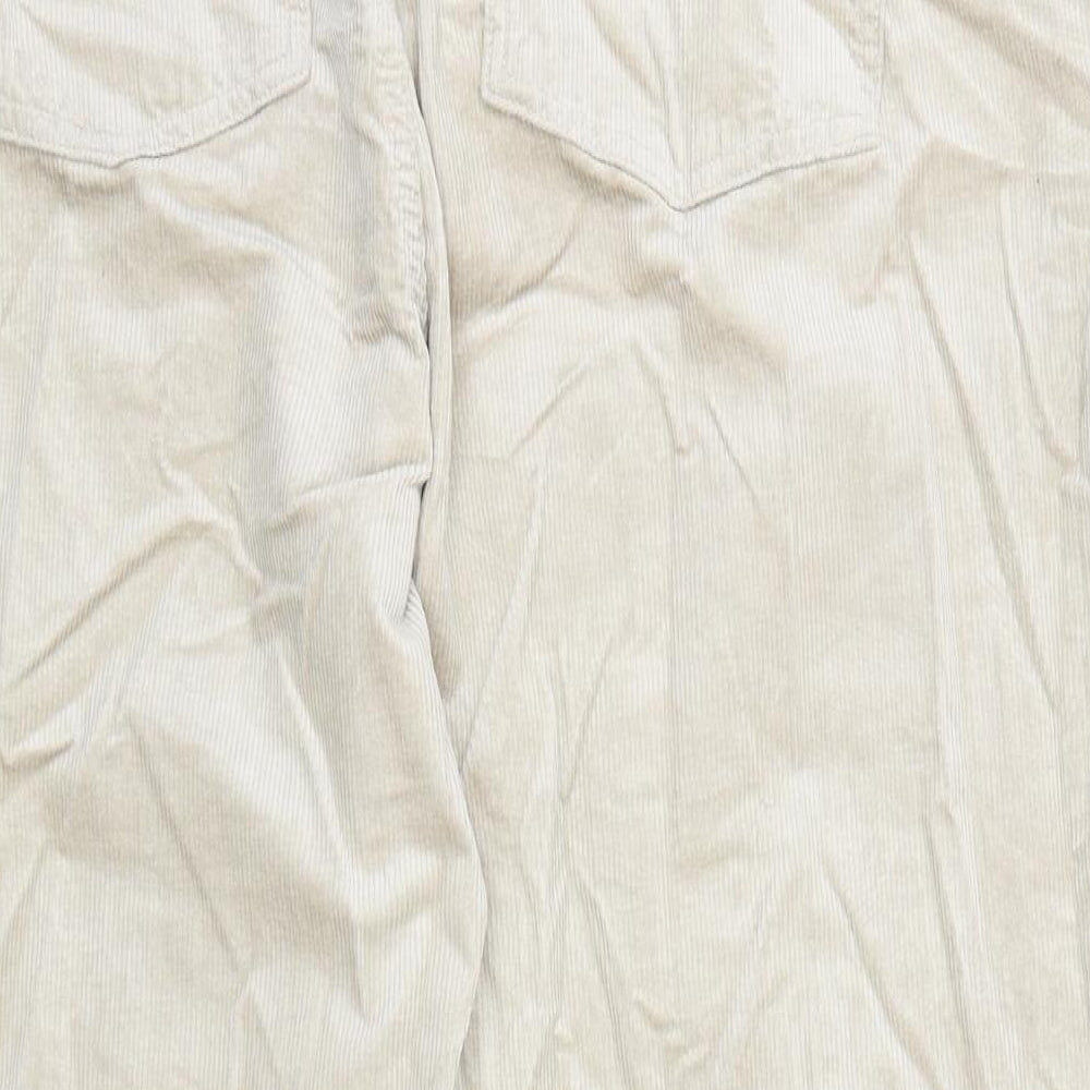 Marks and Spencer Womens Beige Cotton Trousers Size 18 Regular Zip