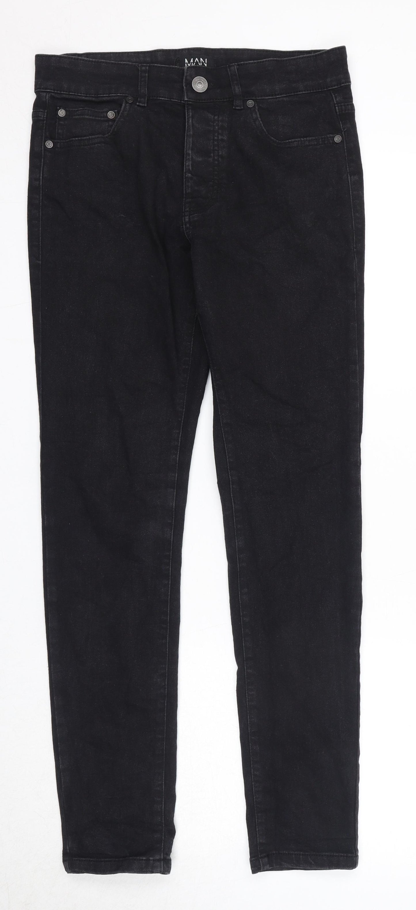 Topman Mens Blue Cotton Skinny Jeans Size 32 in Regular Zip