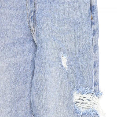 Missguided Womens Blue Cotton Straight Jeans Size 8 Regular Zip