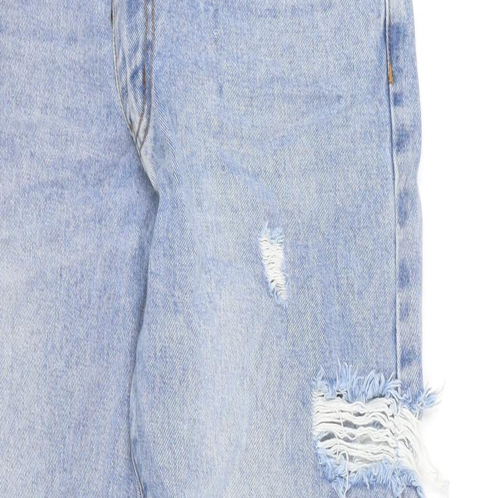 Missguided Womens Blue Cotton Straight Jeans Size 8 Regular Zip