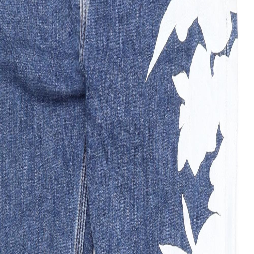 River Island Womens Blue Cotton Skinny Jeans Size 8 Regular Zip - Flower Detail