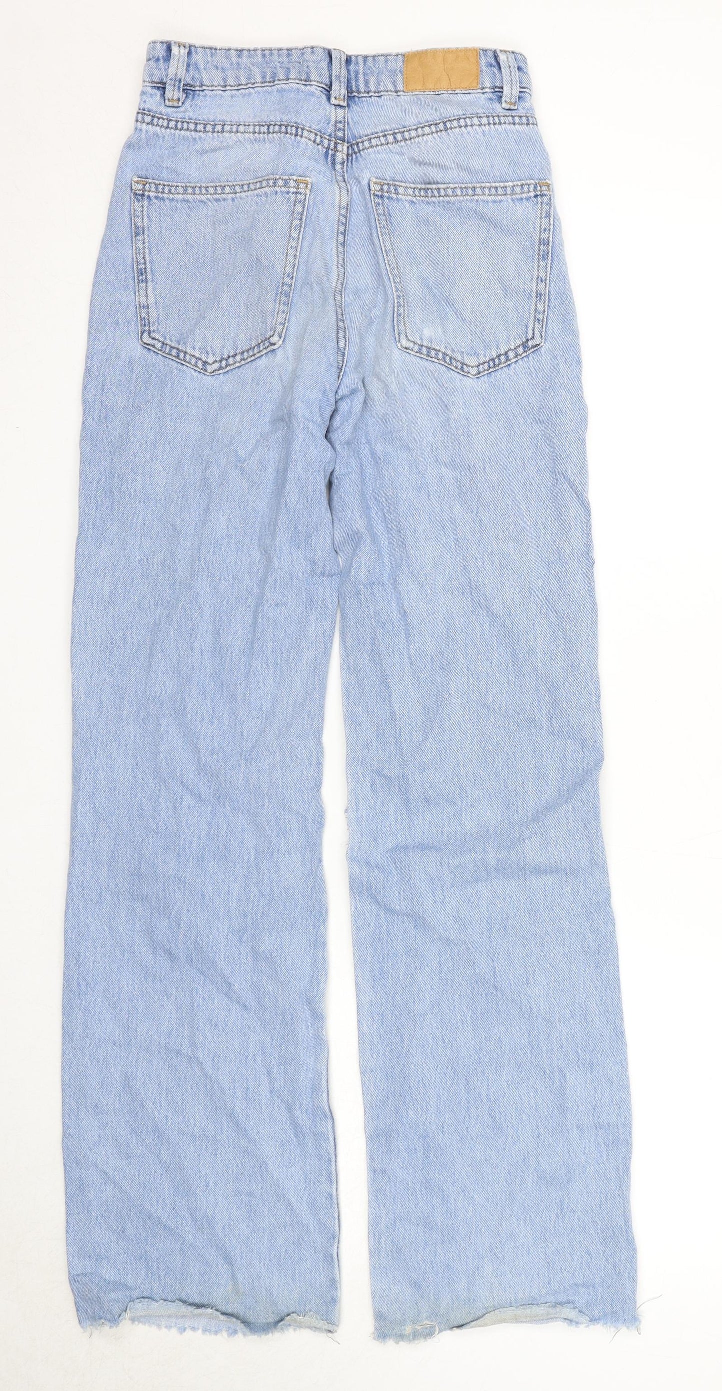 Stradivarius Womens Blue Cotton Straight Jeans Size 6 Regular Zip - Long Leg