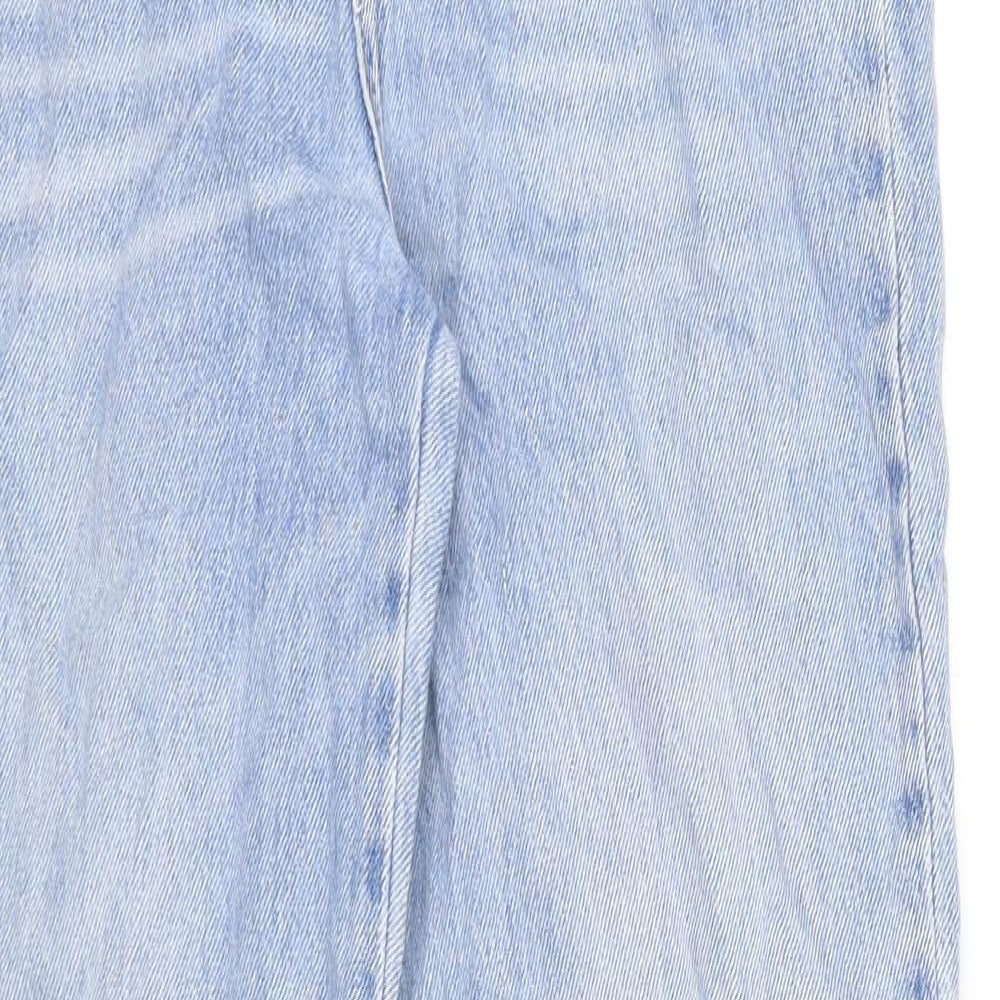 Stradivarius Womens Blue Cotton Straight Jeans Size 6 Regular Zip - Long Leg