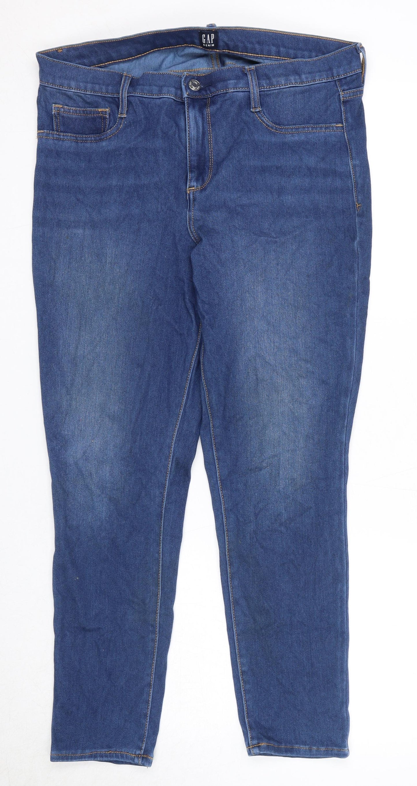 Gap Womens Blue Cotton Skinny Jeans Size 32 in Regular Zip