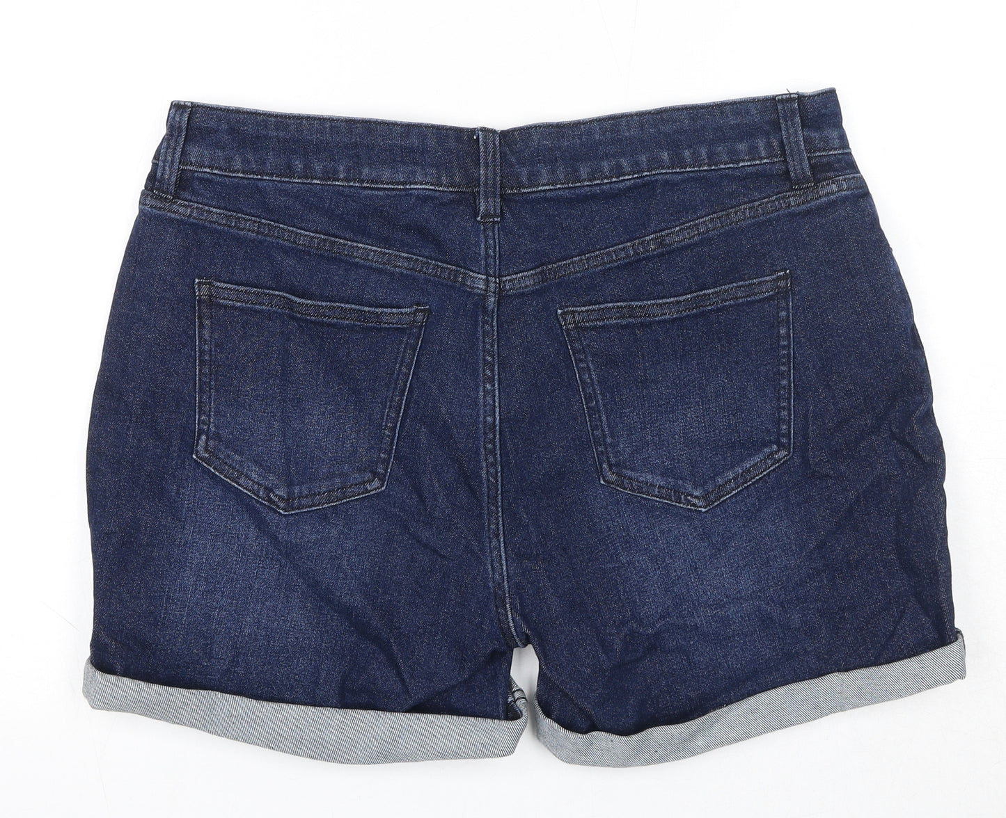 NEXT Womens Blue Cotton Boyfriend Shorts Size 14 Regular Zip
