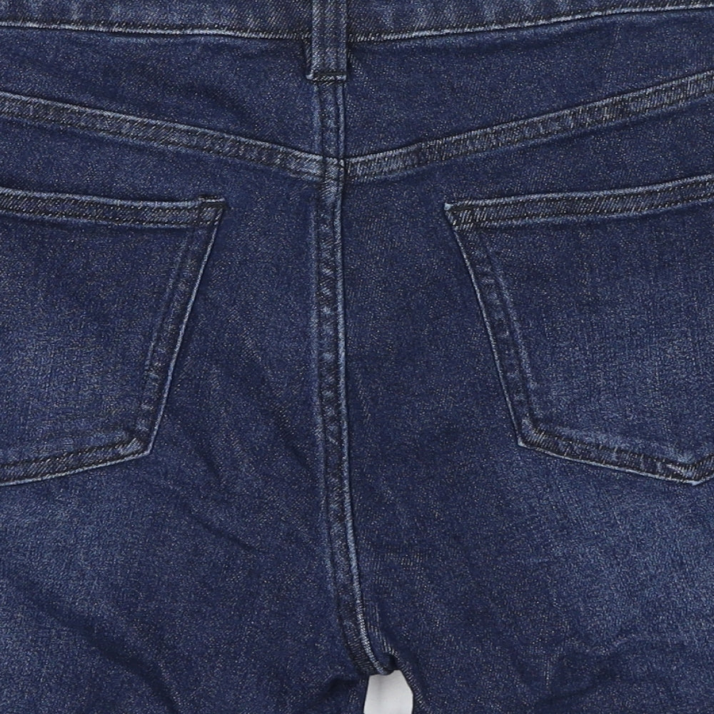 NEXT Womens Blue Cotton Boyfriend Shorts Size 14 Regular Zip