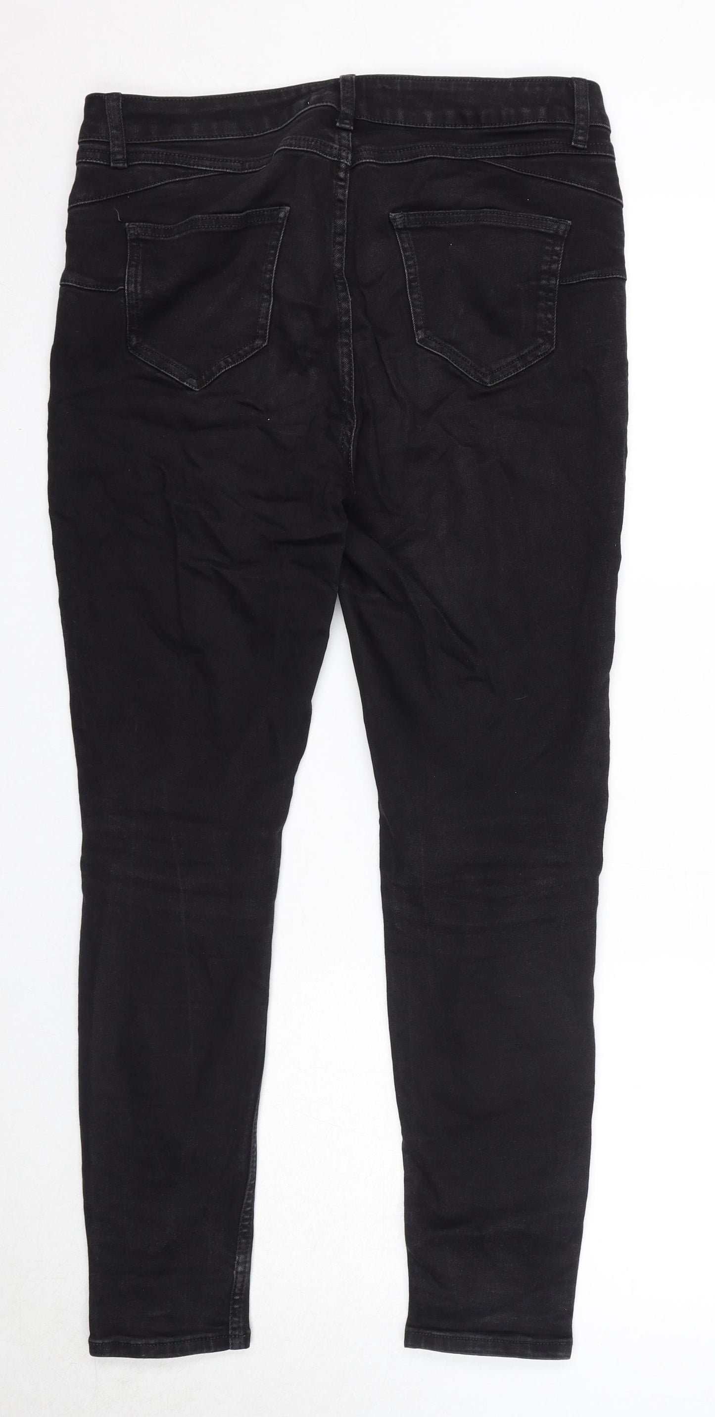 New Look Womens Black Cotton Skinny Jeans Size 14 Regular Zip