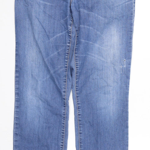 NEXT Womens Blue Cotton Straight Jeans Size 12 Slim Zip