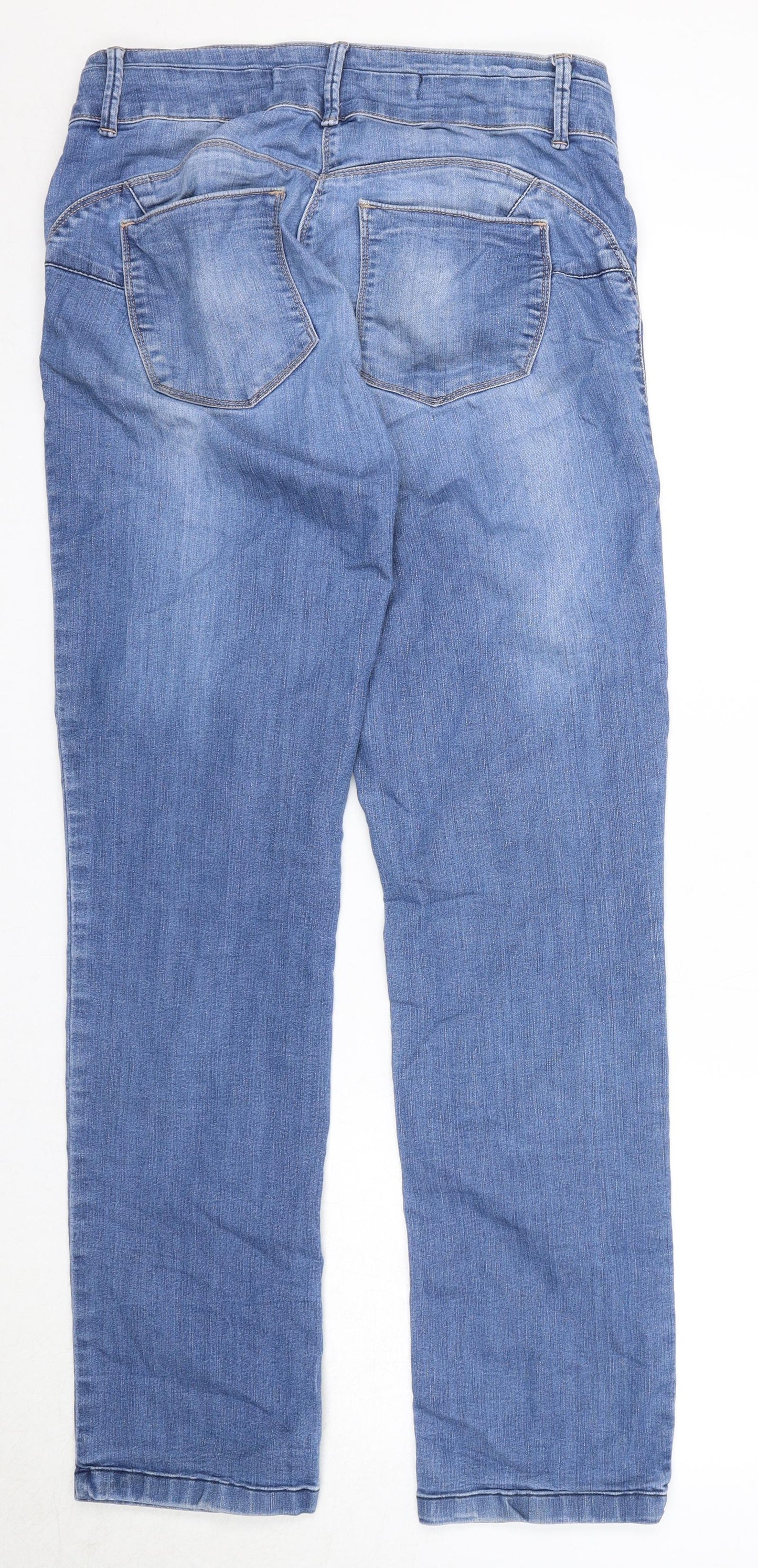 NEXT Womens Blue Cotton Straight Jeans Size 12 Slim Zip