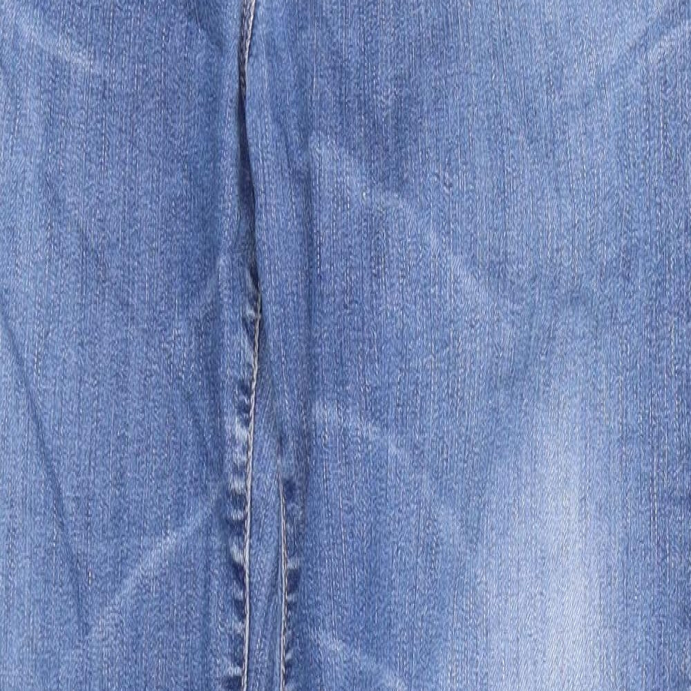 NEXT Womens Blue Cotton Straight Jeans Size 12 Slim Zip