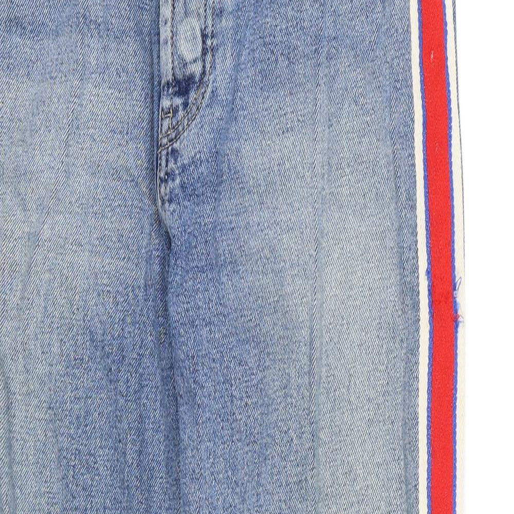 Zara Womens Blue Cotton Straight Jeans Size 8 Regular Zip