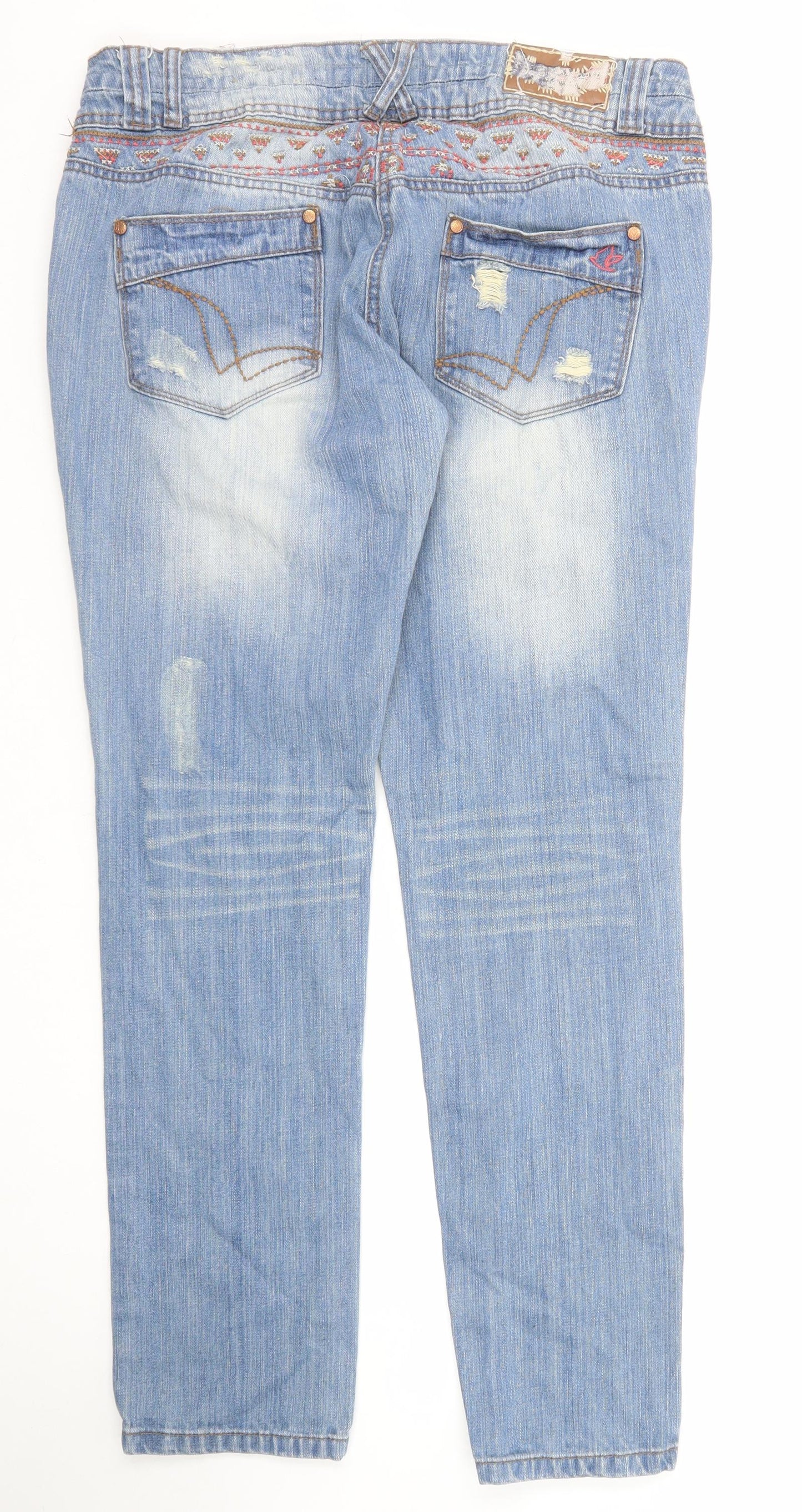 SoulCal&Co Womens Blue Cotton Straight Jeans Size 14 Regular Zip