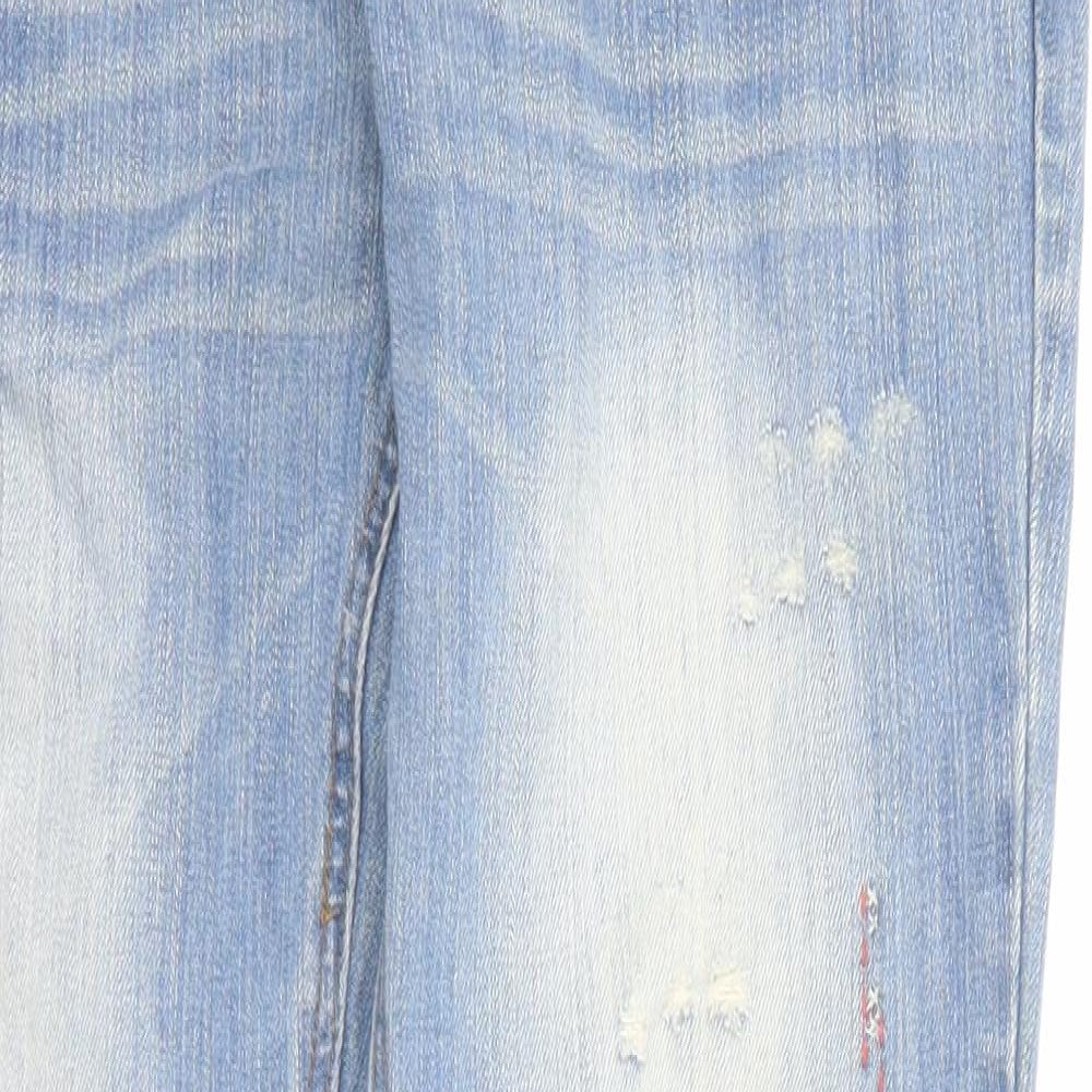 SoulCal&Co Womens Blue Cotton Straight Jeans Size 14 Regular Zip