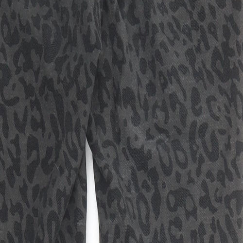 Real Clothing Womens Grey Animal Print Polyester Skinny Jeans Size S Regular Zip - Leopard Pattern