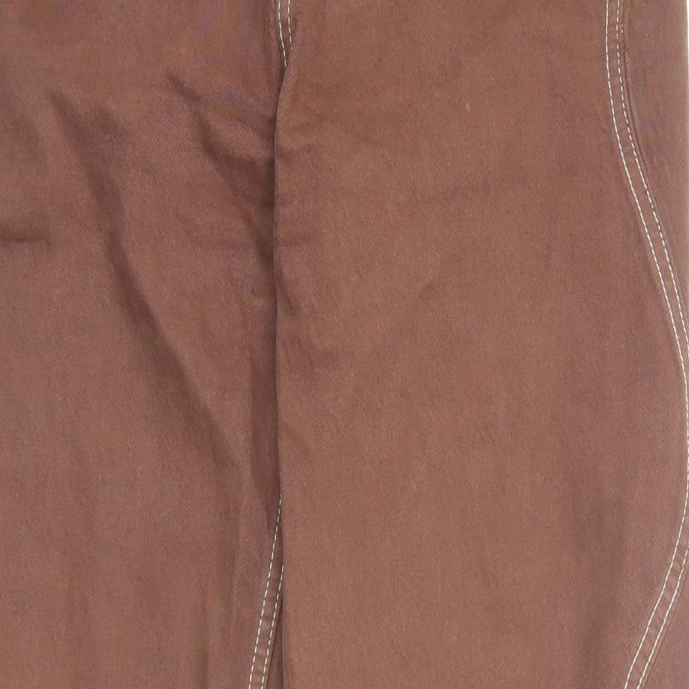 Zara Womens Brown Cotton Wide-Leg Jeans Size 10 Regular Zip