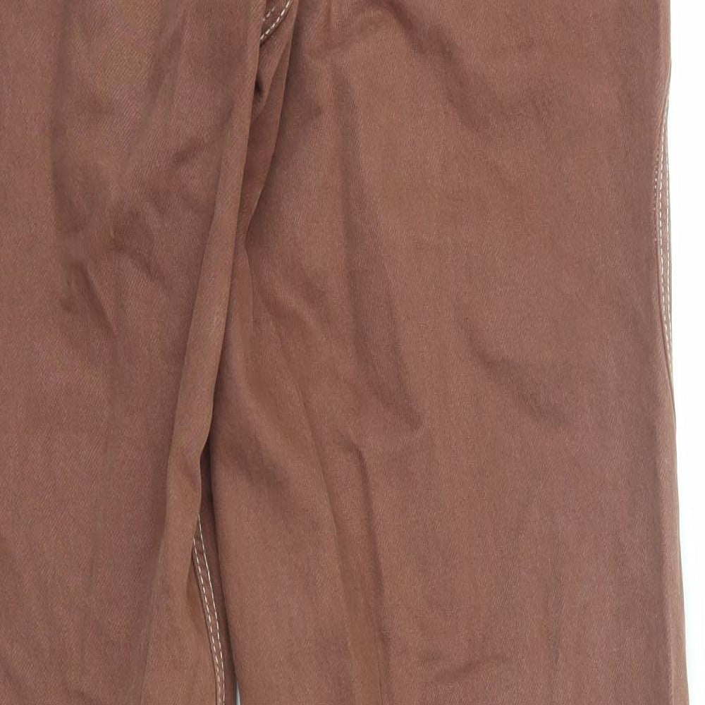 Zara Womens Brown Cotton Wide-Leg Jeans Size 10 Regular Zip