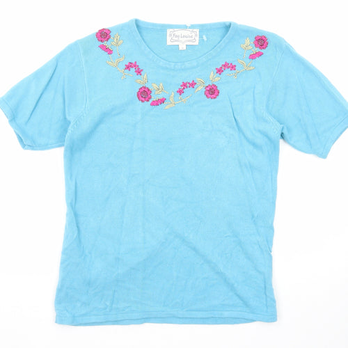 Fay Louise Womens Blue Round Neck Acrylic Pullover Jumper Size M