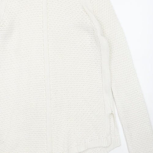 Society Womens White Scoop Neck Acrylic Pullover Jumper Size 8
