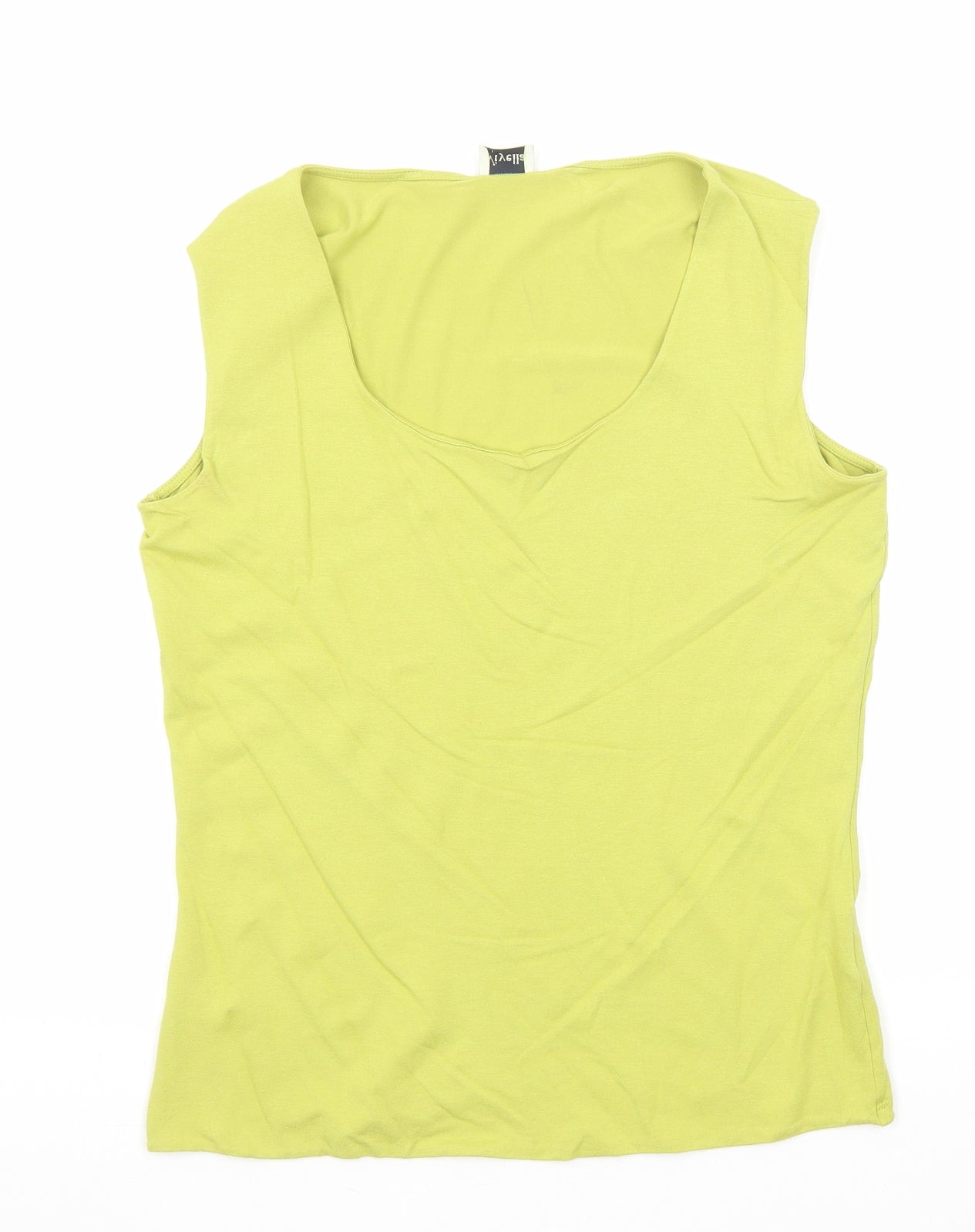 Viyella Womens Green Viscose Basic Tank Size M Round Neck