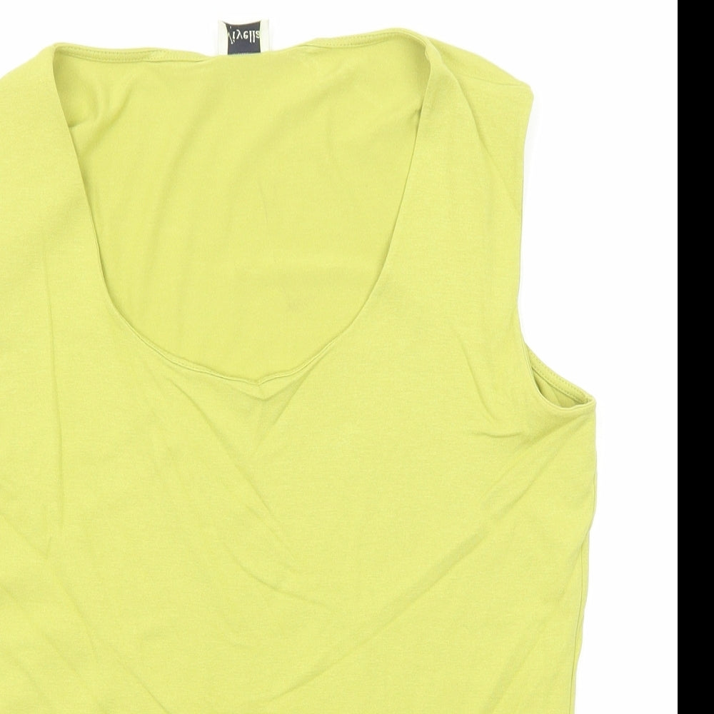 Viyella Womens Green Viscose Basic Tank Size M Round Neck