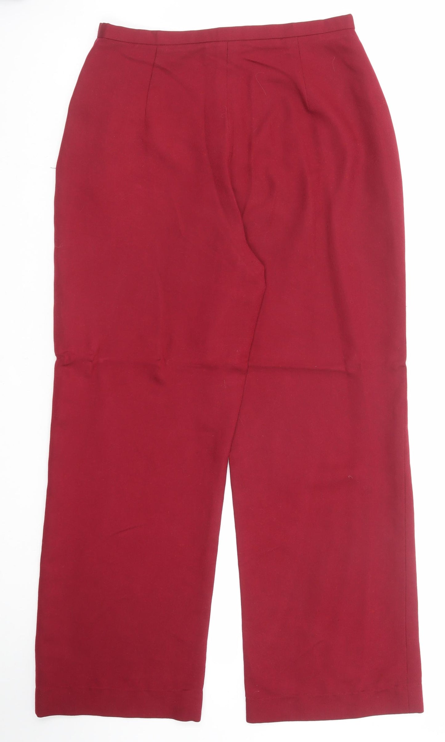 New Look Womens Red Viscose Trousers Size 12 Regular Zip