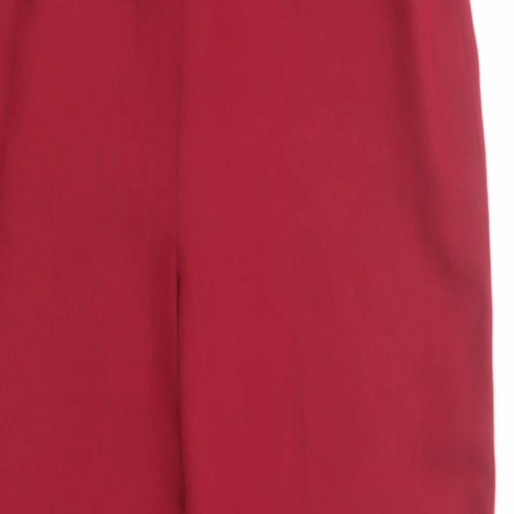 New Look Womens Red Viscose Trousers Size 12 Regular Zip