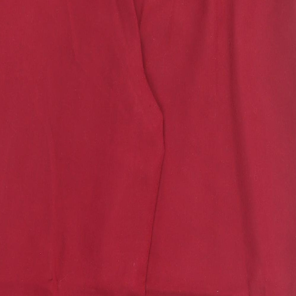 New Look Womens Red Viscose Trousers Size 12 Regular Zip