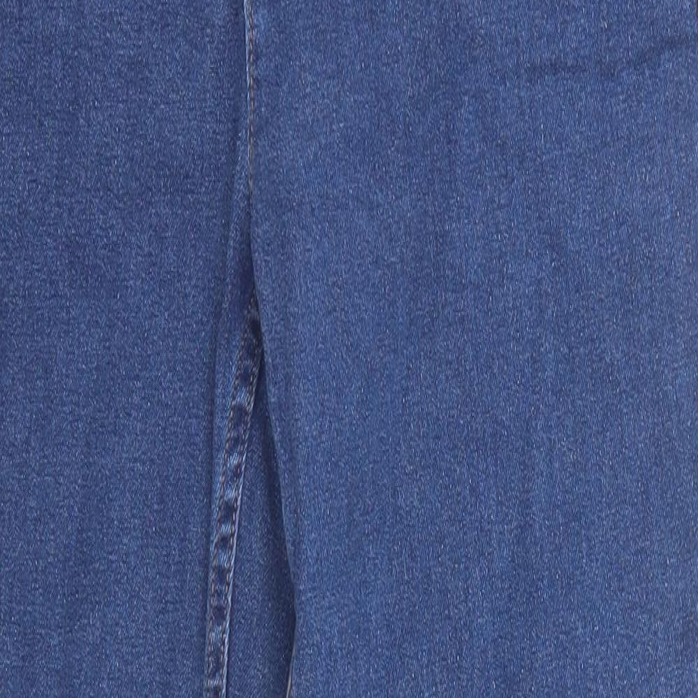 Marks and Spencer Womens Blue Cotton Straight Jeans Size 12 Regular Zip