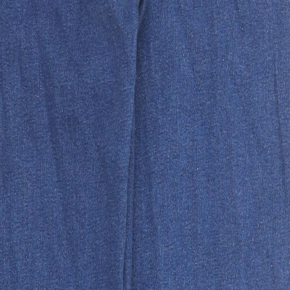 Marks and Spencer Womens Blue Cotton Straight Jeans Size 12 Regular Zip