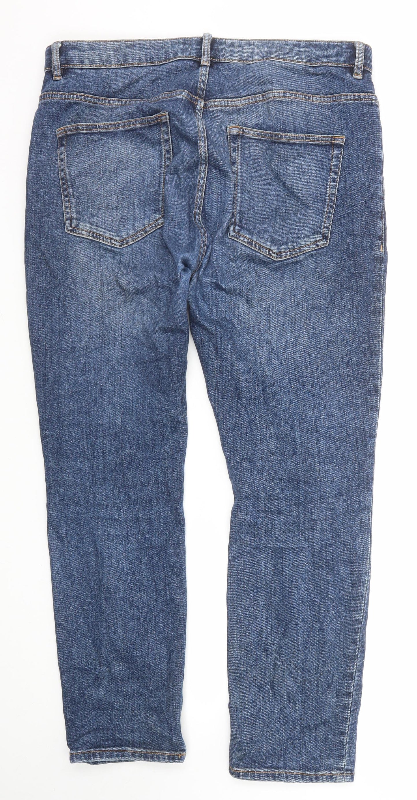 NEXT Mens Blue Cotton Straight Jeans Size 34 in Slim Zip