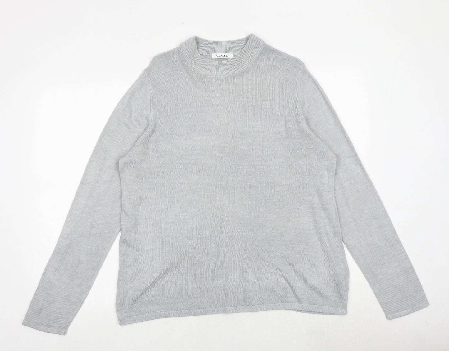 Marks and Spencer Womens Grey Round Neck Acrylic Pullover Jumper Size 16