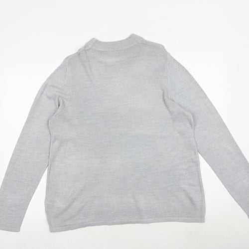 Marks and Spencer Womens Grey Round Neck Acrylic Pullover Jumper Size 16
