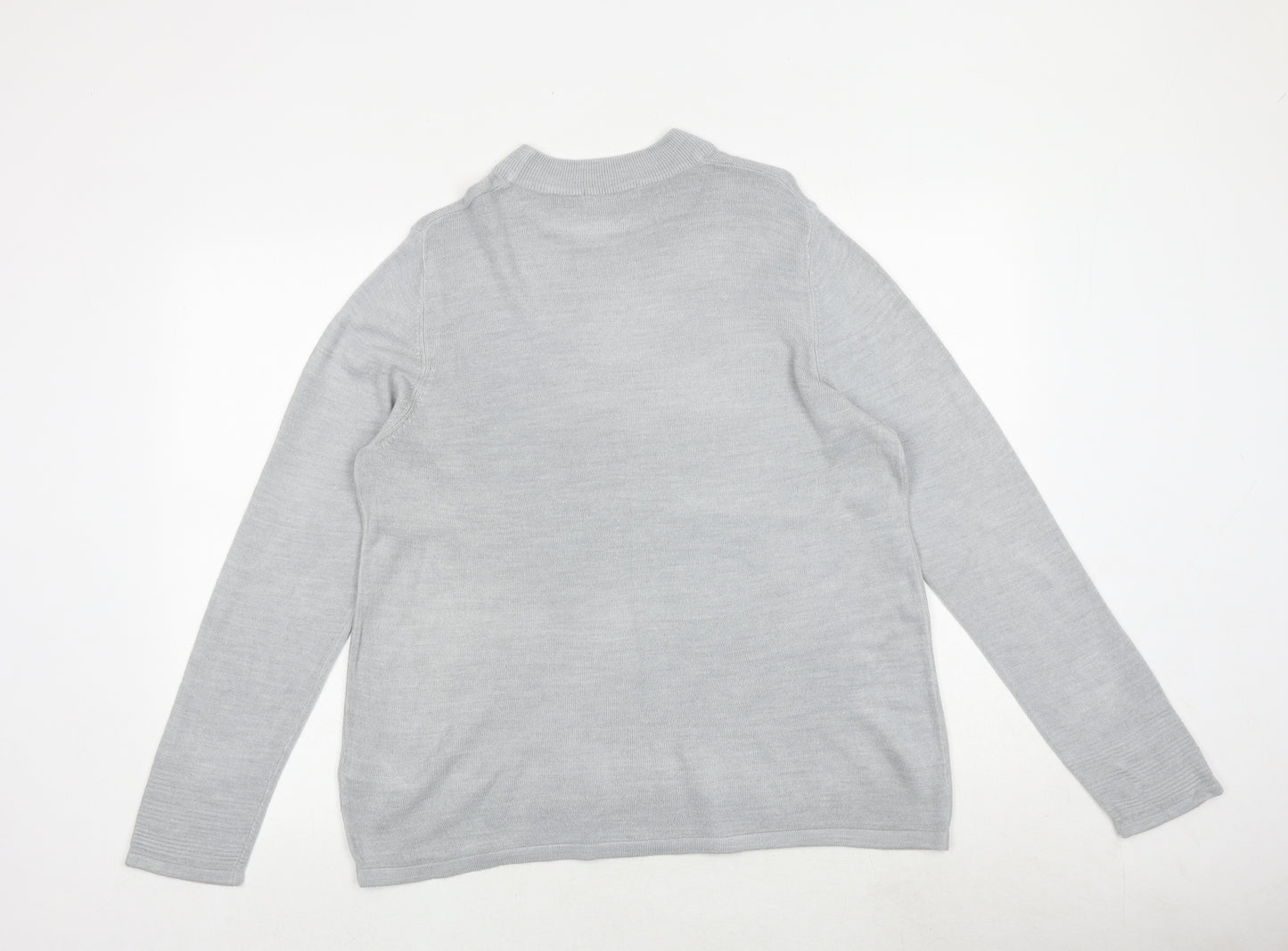 Marks and Spencer Womens Grey Round Neck Acrylic Pullover Jumper Size 16